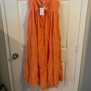 Stichdrop midi dress - orange - size M